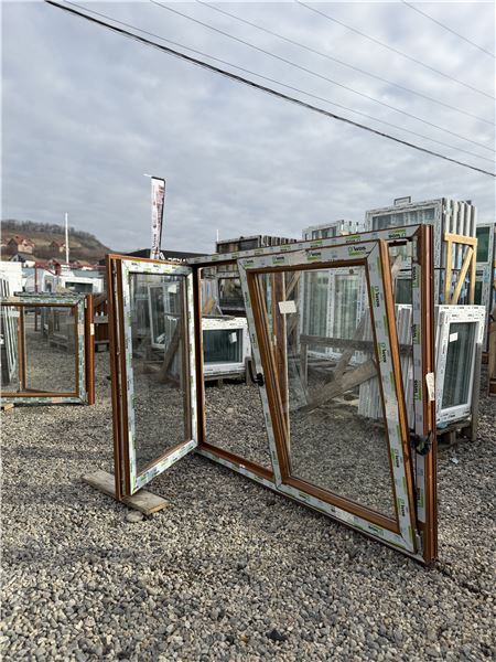 Geam 160x120 cu dublă deschidere stejar auriu  - Imaginea 2